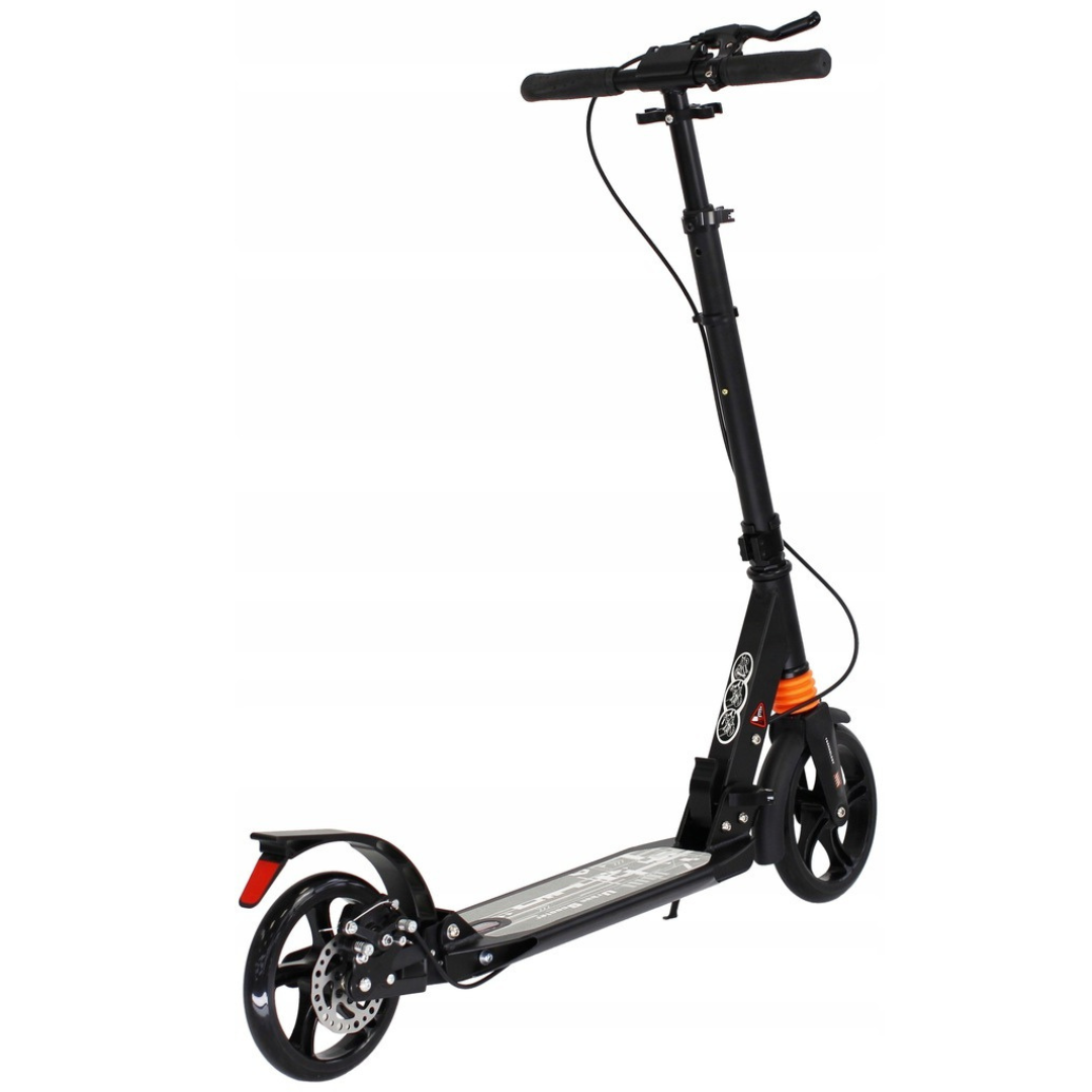 MODERNÝ VEĽKÝ SKLADACÍ SCOOTER PRE DETI A DOSPELÝCH - rôzne varianty - Čierna s kotúčovou brzdou